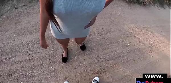  Real amateur Thailand couple outdoor blowjob